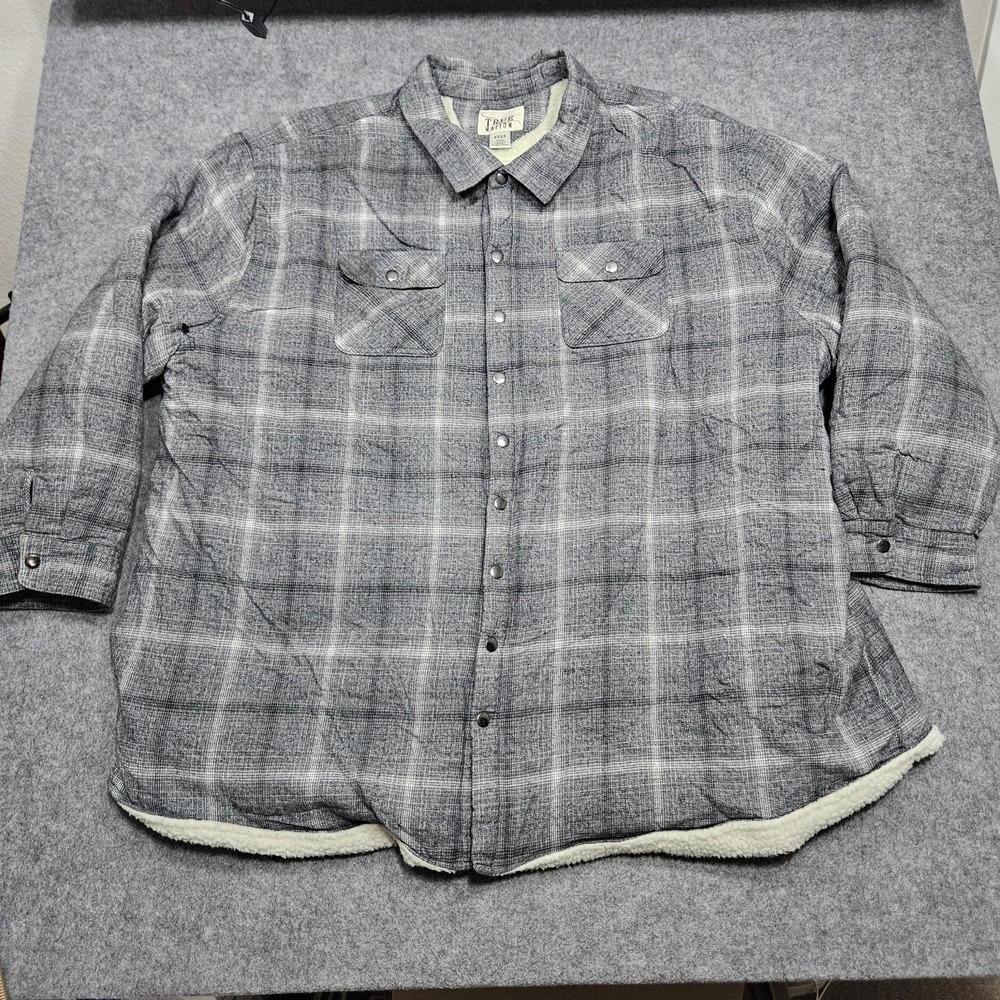 True Nation Snap Flannel Jacket Sherpa Lined‎ Gray Men's 5XLT